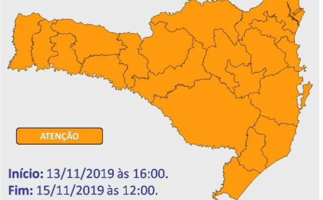 Defesa Civil alerta para temporais com granizo e raios no Oeste Catarinense