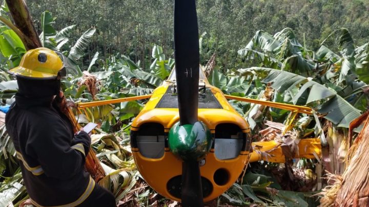 Avião agrícola faz pouso forçado em plantação de bananas em SC