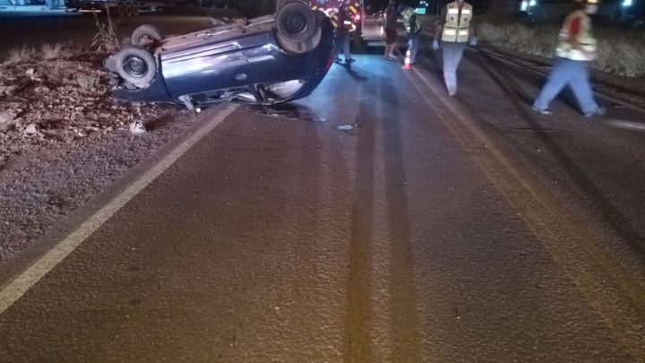 Veículo capota na SC 155 em Abelardo Luz