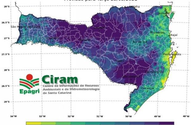 Defesa Civil e Ciram preveem temperaturas negativas e geada nesta terça-feira