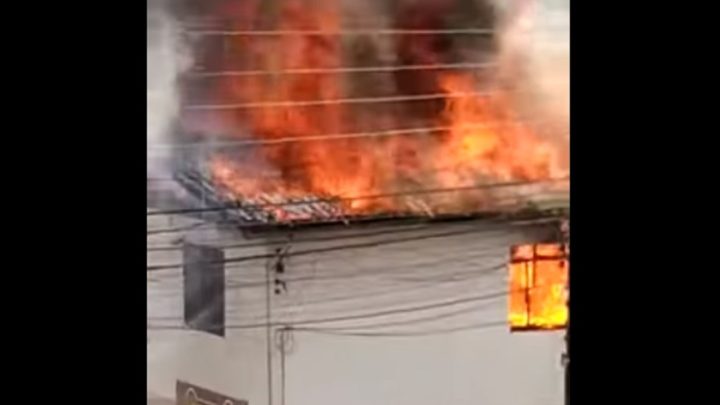 Vídeo: incêndio de grandes proporções destrói pet shop e residência no Oeste de SC