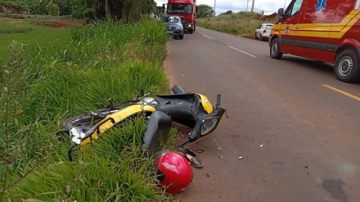 Acidente no Oeste de SC deixa motociclista com suspeita de traumatismo craniano