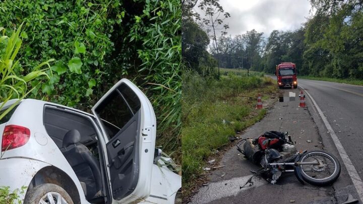 Motociclista morre ao colidir moto com carro na SC-108