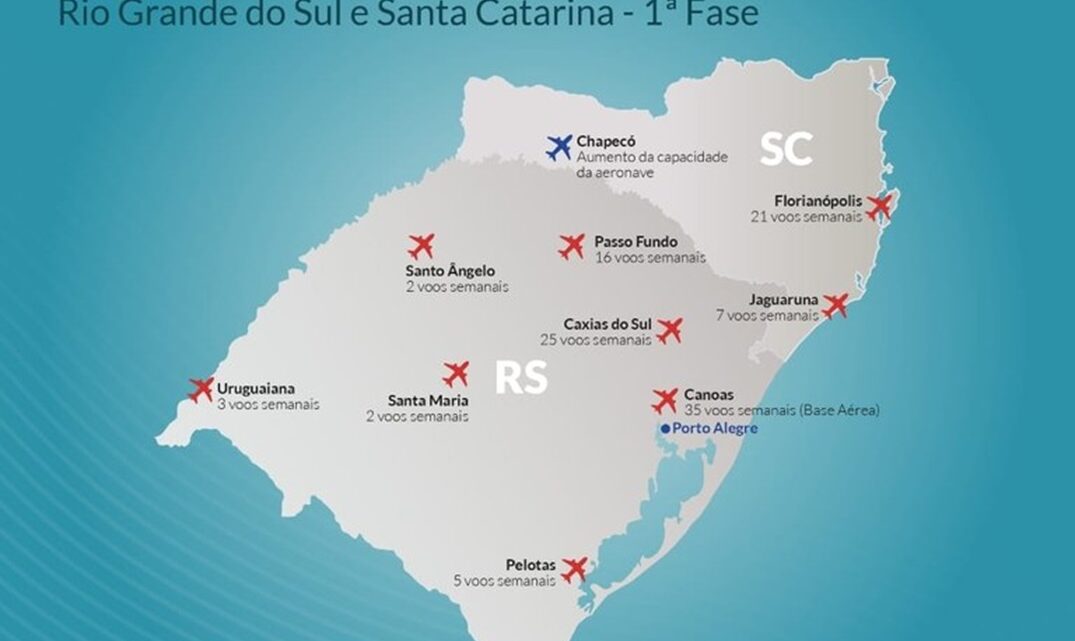 Aeroporto de Chapecó e outros de SC estão no plano de apoio aéreo emergencial para a população do RS