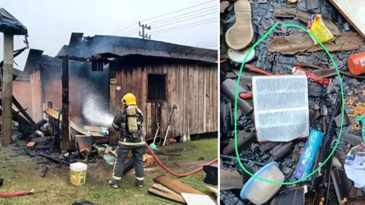 Imagens: bíblia é encontrada intacta após incêndio que destruiu parte de casa em SC