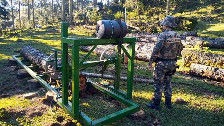 Serraria móvel é apreendida com mais de 15 metros cúbicos de madeira ilegal