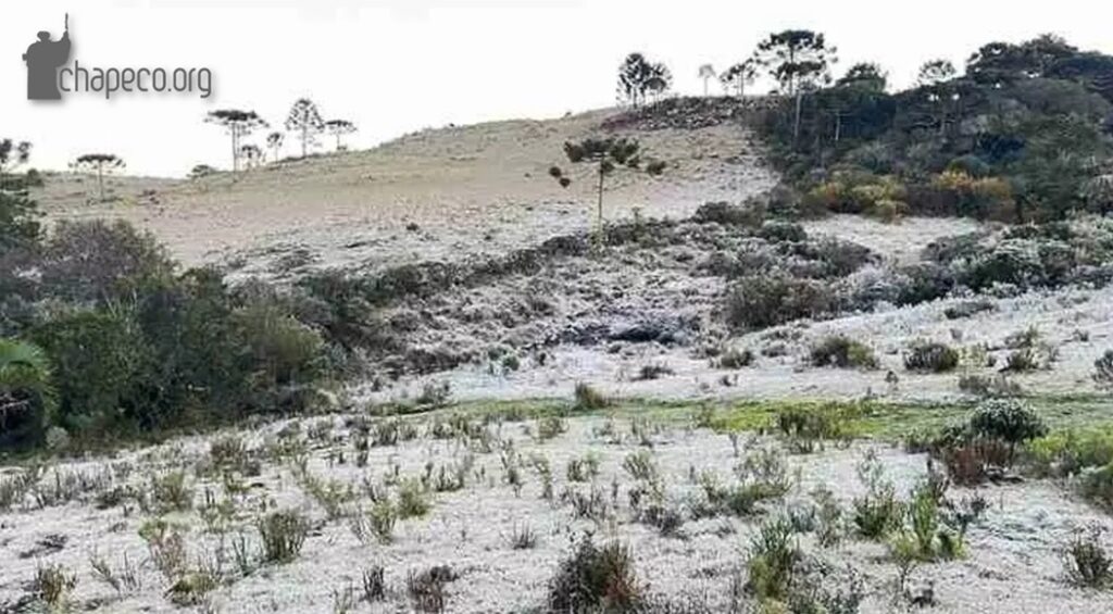 Frio intenso transforma paisagens da Serra Catarinense em um verdadeiro cenário de inverno