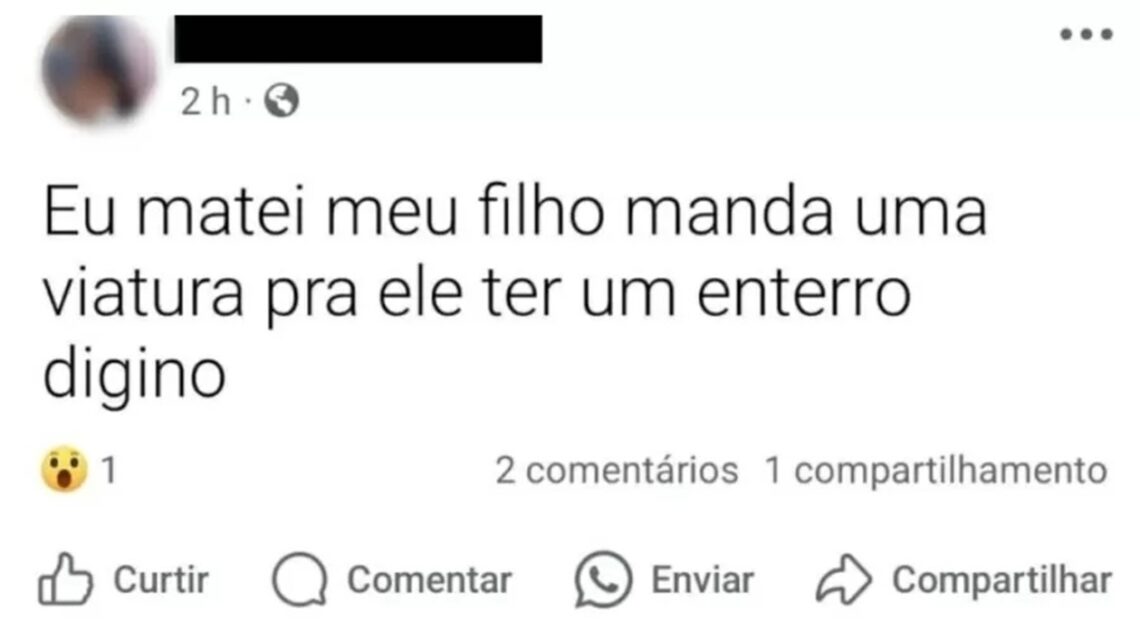 Mulher é presa após postar no Facebook que matou o filho de 4 anos