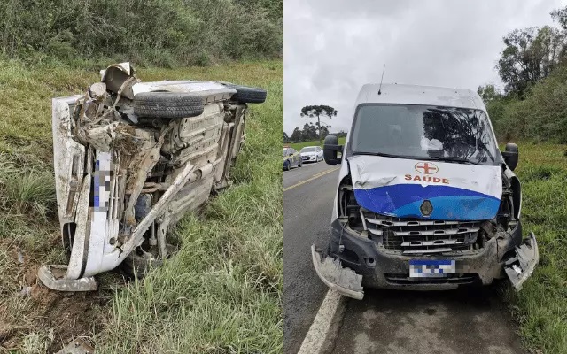 Acidente na Serra: carro colide com van da Secretaria da Saúde durante ultrapassagem