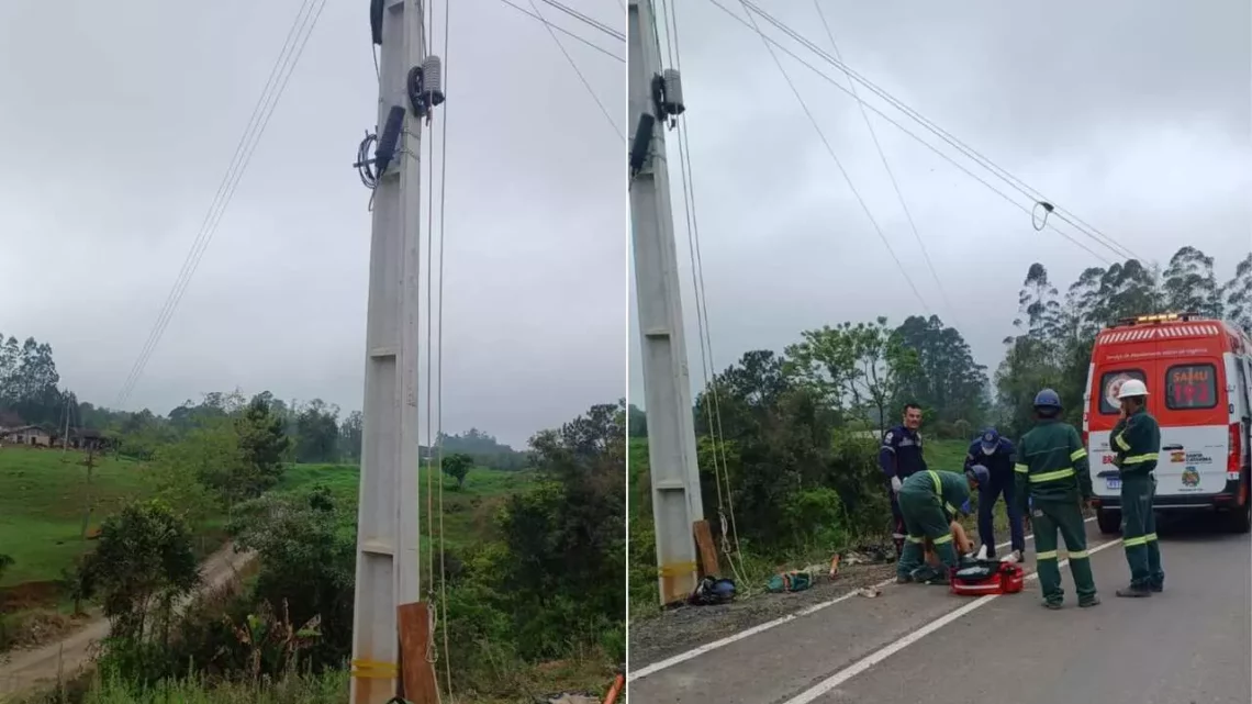 Trabalhador é socorrido após sofrer descarga elétrica no Alto Vale do Itajaí