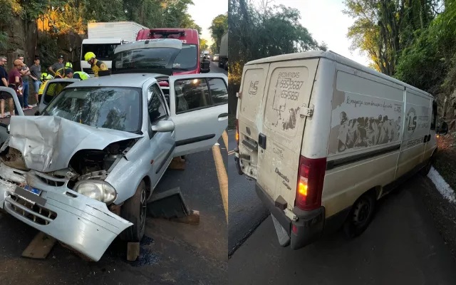 Grave colisão entre van e carro deixa feridos na BR-282