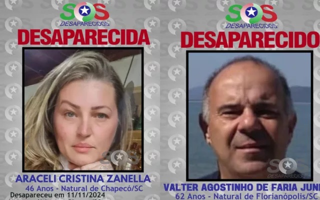 Casal segue desaparecido a uma semana em SC e família suplica: ‘Seguimos em oração’