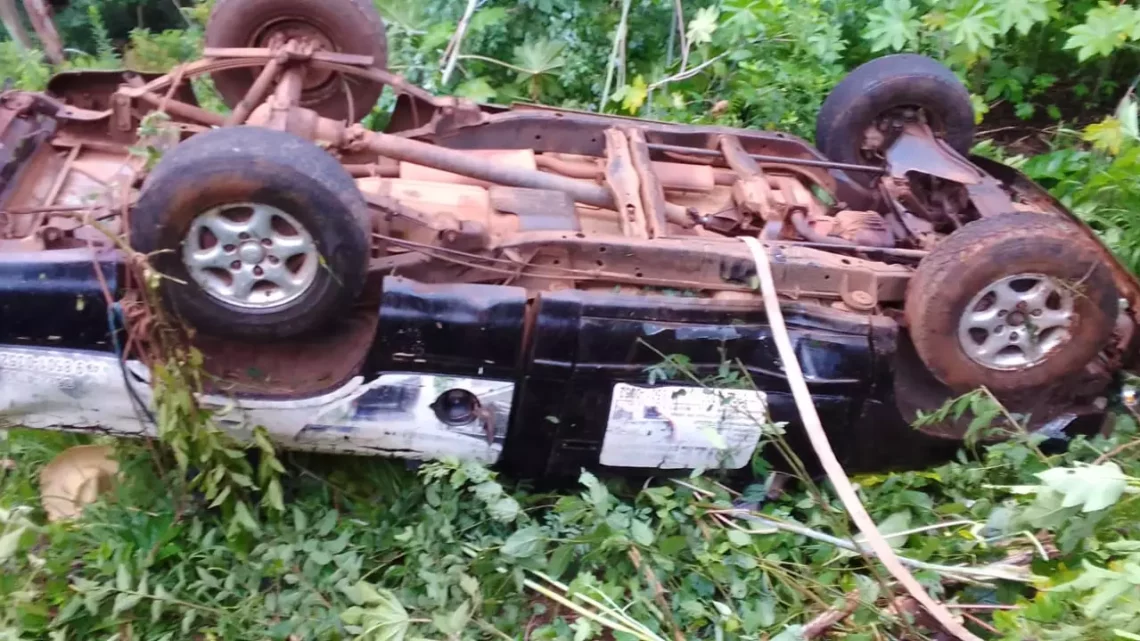 Caminhonete capota e deixa jovem ferido na SC-492