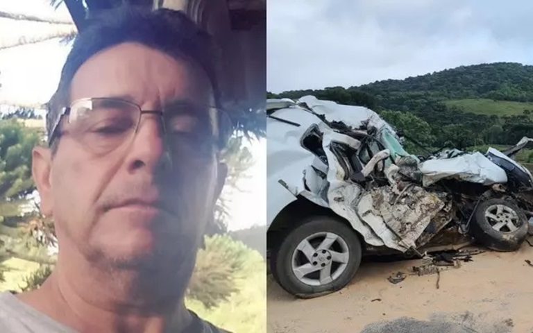 Homem morre preso às ferragens após colisão entre carro e caminhão na Serra