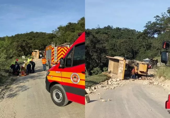 Motorista fica gravemente ferido após caminhão capotar em SC